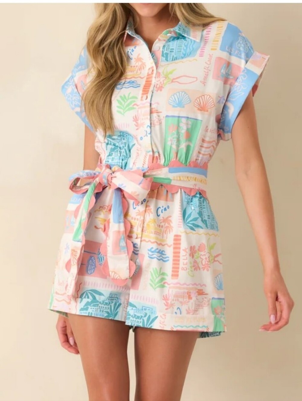 Pastel Patchwork Print Kids One Piece Romper - Pink & Blue